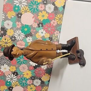 Vintage Hand Carved Romer Fisherman Catching a Shoe